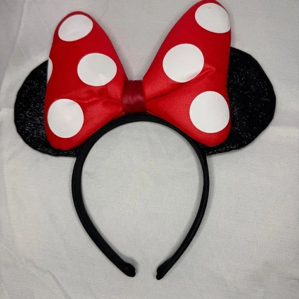 Minnie Mouse Disney Ears with Red & White Polka Dot Bow